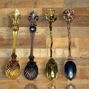 Mini Spoons Set of 4 – Vintage-Inspired Coffee & Espresso 4” Demitasse Spoons